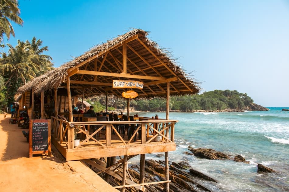 Palapa del restaurante frente al mar